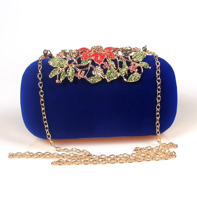 Women's Floral Buckle Velour Evening Bag - Wnkrs