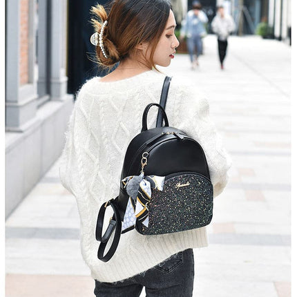 Women's Glittering Backpack with Bow - Wnkrs