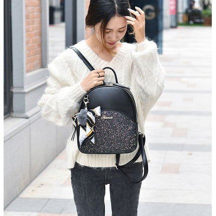 Women's Glittering Backpack with Bow - Wnkrs