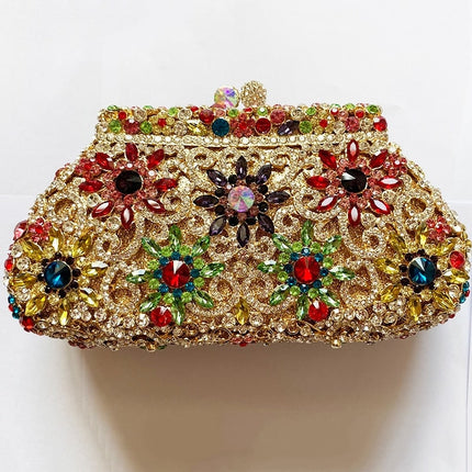 Women's Colorful Crystal Patterned Evening Clutch - Wnkrs