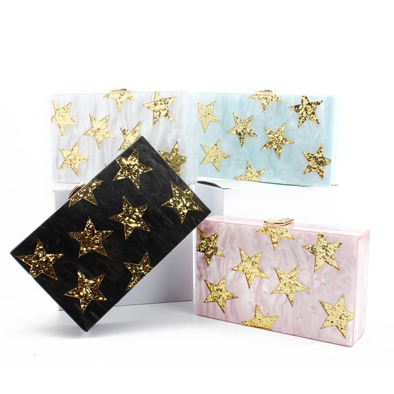 Women's Golden Stars Design Clutch