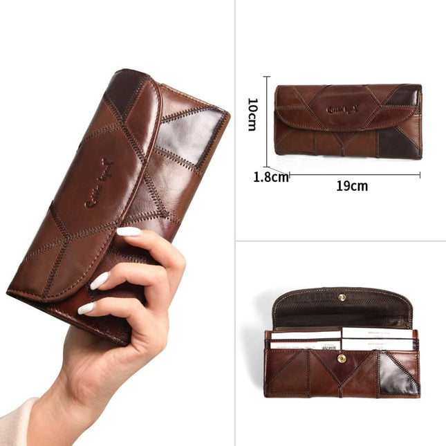 Women's Diamond Patchwork Genuine Leather Purse - Wnkrs