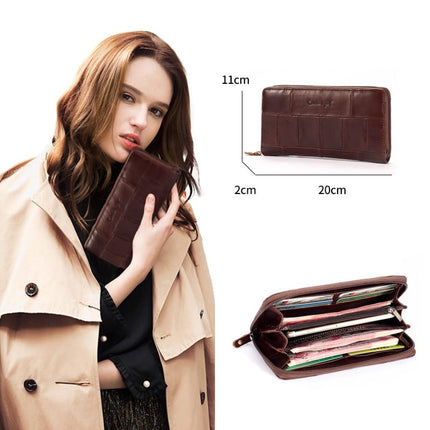 Women's Diamond Patchwork Genuine Leather Purse - Wnkrs