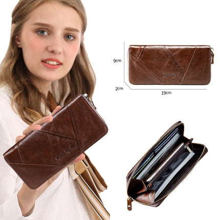 Women's Diamond Patchwork Genuine Leather Purse - Wnkrs