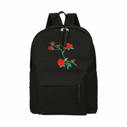 Women's Rose Embroidered Canvas Backpack - Wnkrs