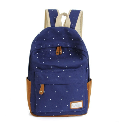 Casual Canvas Women's Backpack with Polka Dot Print - Wnkrs