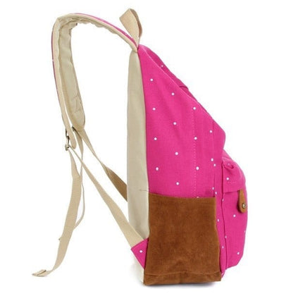 Casual Canvas Women's Backpack with Polka Dot Print - Wnkrs