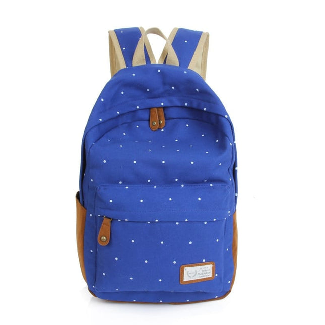 Casual Canvas Women's Backpack with Polka Dot Print - Wnkrs