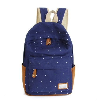 Casual Canvas Women's Backpack with Polka Dot Print - Wnkrs