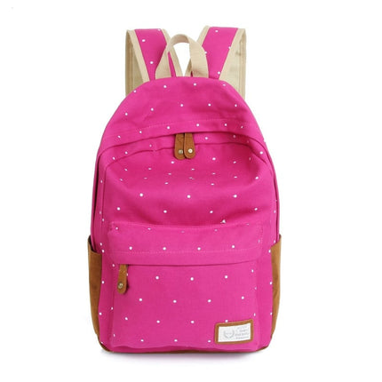 Casual Canvas Women's Backpack with Polka Dot Print - Wnkrs
