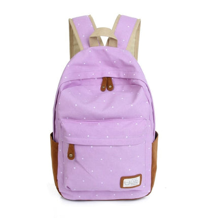 Casual Canvas Women's Backpack with Polka Dot Print - Wnkrs