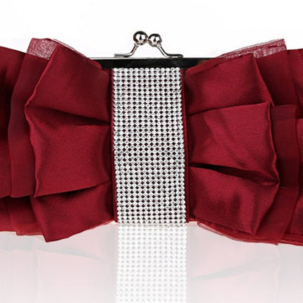 Women's Satin Bow with Rhinestones Evening Bag - Wnkrs