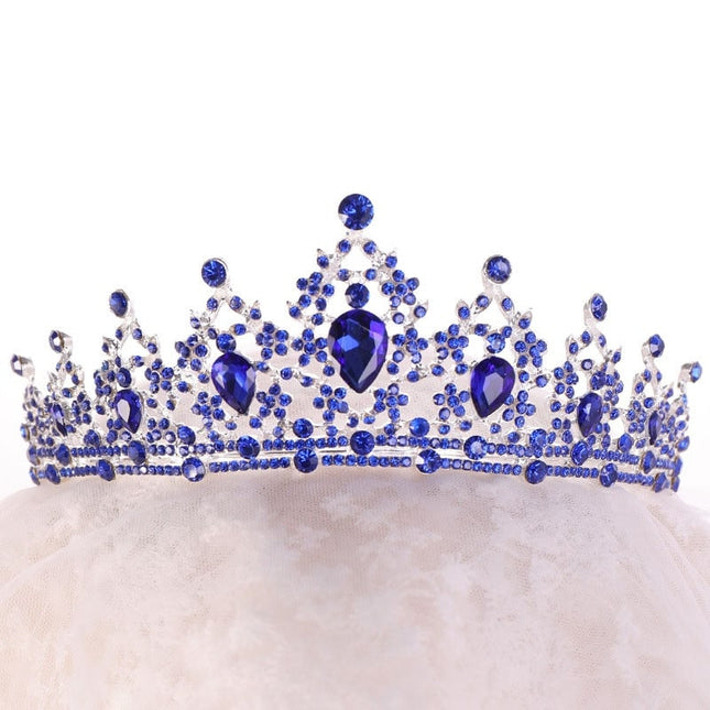 Gold / Blue Rhinestone Women's Hair Tiara - Wnkrs