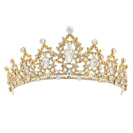 Gold / Blue Rhinestone Women's Hair Tiara - Wnkrs