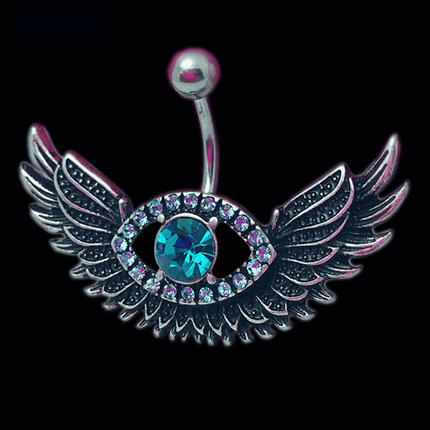 Angel Wing Design Belly Piercing with Crystal - wnkrs