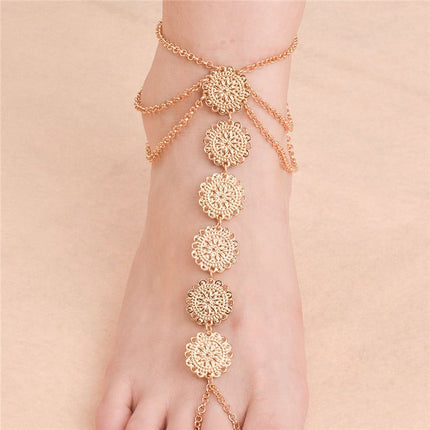 Carved Metal Coins Anklet - Wnkrs