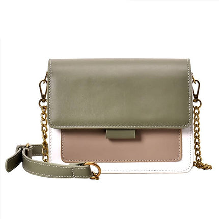 Mimi Contrast Color Leather Crossbody Bag for Women - Wnkrs