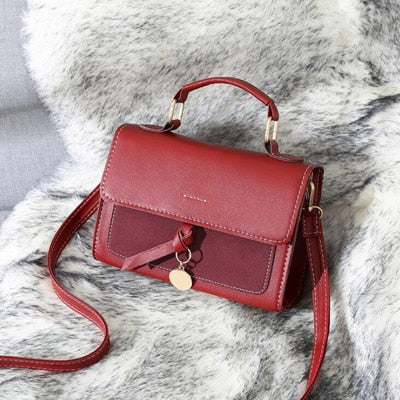 Women's Solid Leather Handbag - Wnkrs