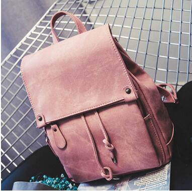 Women's Preppy Style PU Leather Backpack - Wnkrs