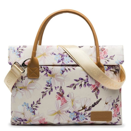 Exquisite Flowers Printed Waterproof Canvas Laptop Bag - Wnkrs