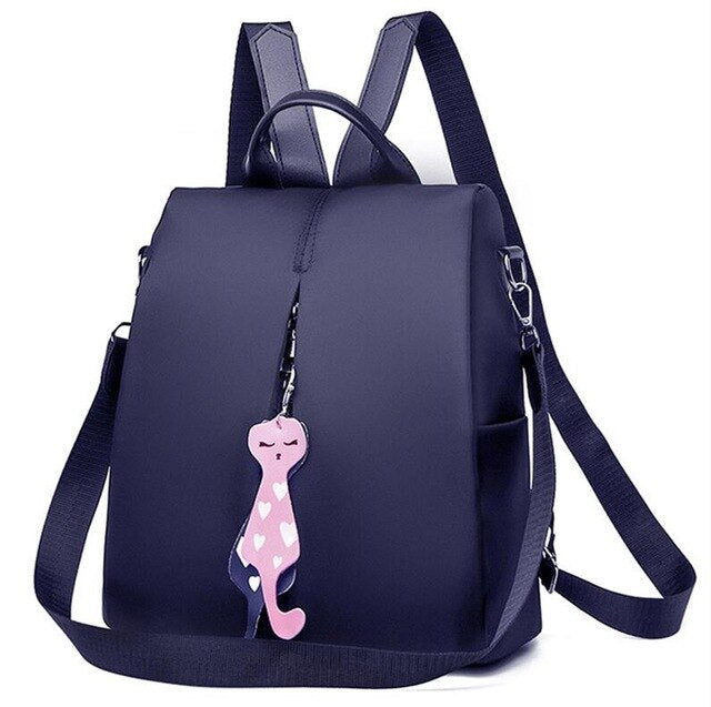 Women's Small Backpack with Cat Pendant - Wnkrs