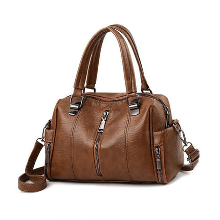 Women's Classic Shoulder Bag with Zipper - Wnkrs