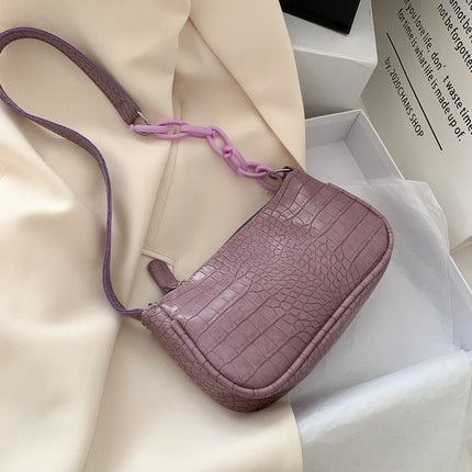 Women's Crocodile Patterned Chain Mini Baguette Bag - Wnkrs