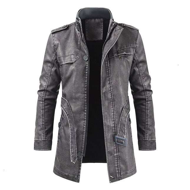 Men's Casual Long Leather Jacket - Wnkrs