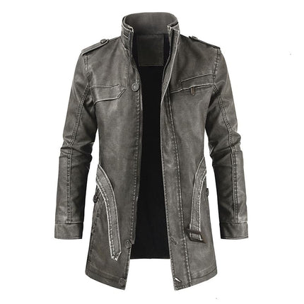 Men's Casual Long Leather Jacket - Wnkrs