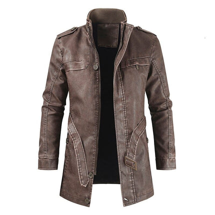 Men's Casual Long Leather Jacket - Wnkrs