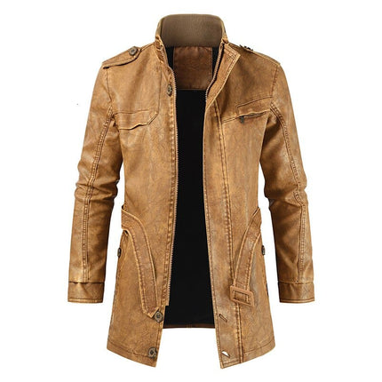 Men's Casual Long Leather Jacket - Wnkrs