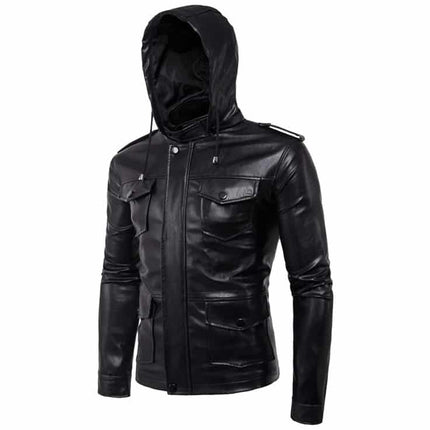 Men's Hooded Biker Jacket - Wnkrs