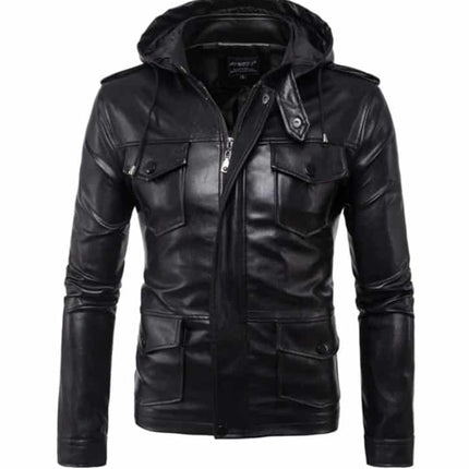 Men's Hooded Biker Jacket - Wnkrs