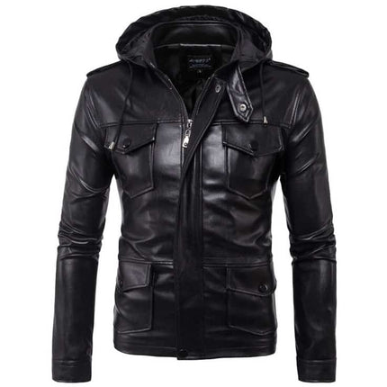 Men's Hooded Biker Jacket - Wnkrs