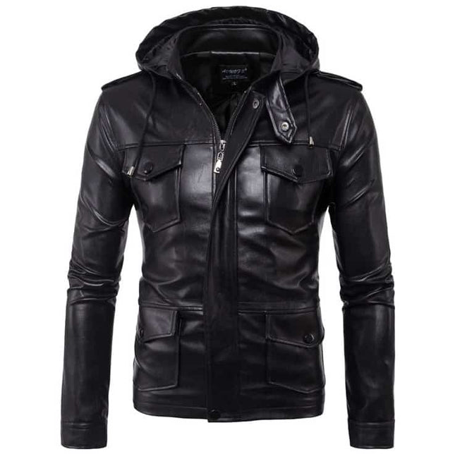 Men's Hooded Biker Jacket - Wnkrs