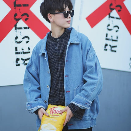 Korean Themed Oversized Men's Denim Jacket - Wnkrs