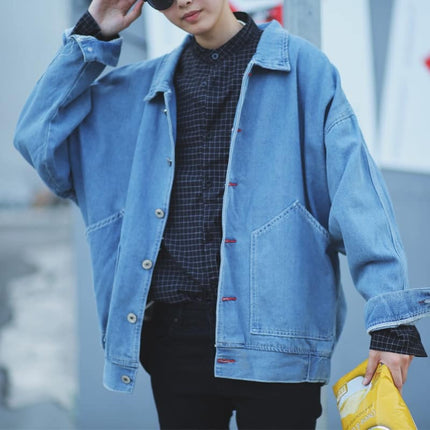 Korean Themed Oversized Men's Denim Jacket - Wnkrs