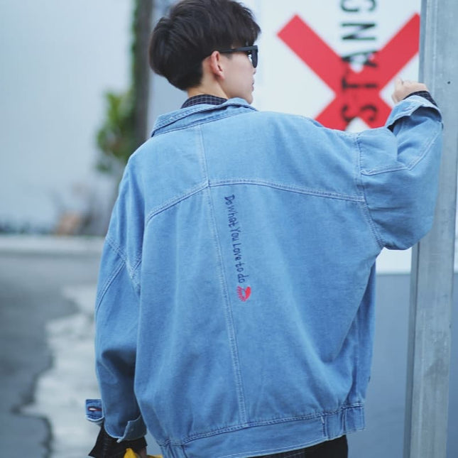 Korean Themed Oversized Men's Denim Jacket - Wnkrs