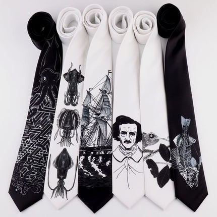 Men's Black and White Graphic Neck Tie - Wnkrs