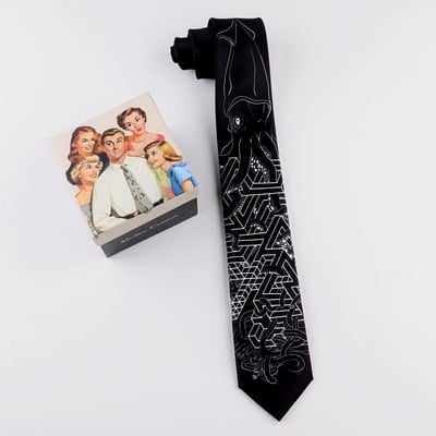 Men's Black and White Graphic Neck Tie - Wnkrs