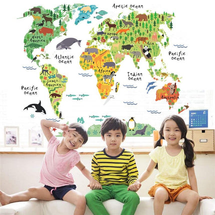 World Map/Animals Wall Stickers for Kids Room - Wnkrs