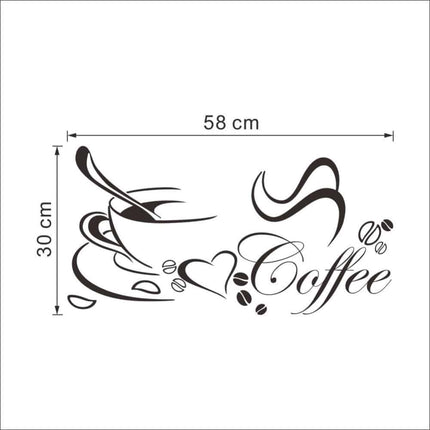 Coffee Cup Design Vinyl Kitchen Wall Sticker - wnkrs