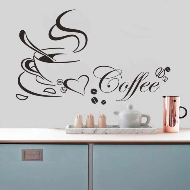 Coffee Cup Design Vinyl Kitchen Wall Sticker - wnkrs