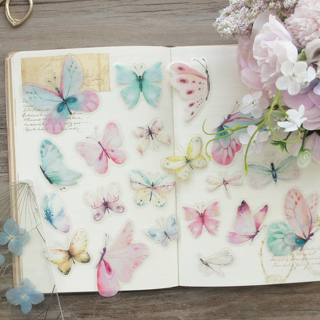 Watercolor Butterfly Style PVC Stickers 38 pcs Set - wnkrs