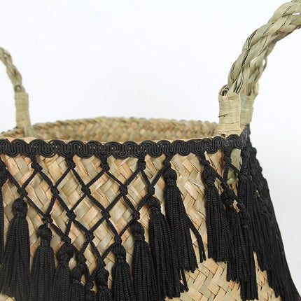 Woven Rattan Tassel Storage Basket - Wnkrs