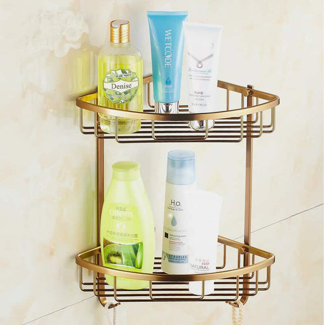 Mediterranean Design Two Layer Metal Bathroom Shelf - wnkrs