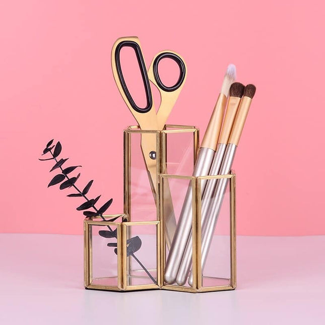 Golden Frame Hexagon Shaped Makeup Organizer - Wnkrs