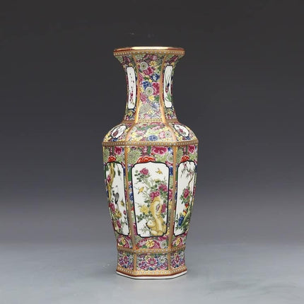 Antique Style Hexagonal Porcelain Vase - Wnkrs