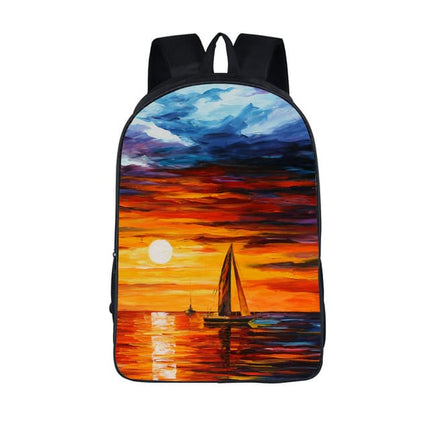 Men's Waterproof Nylon Backpack with Colorful Ship Themed Print - Wnkrs