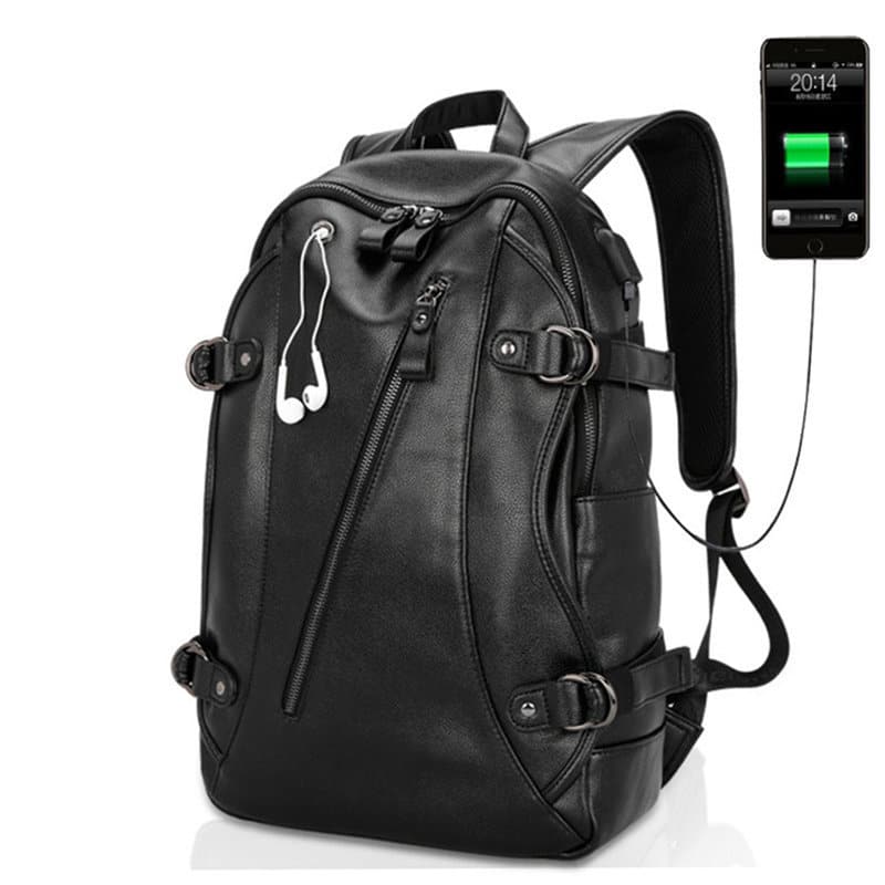 Men's Rock Style Backpack with USB Port